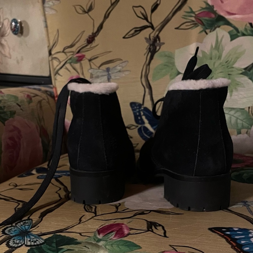 Prada Suede Shearling-Lined Lace-Up Booties - Picture 7 of 7